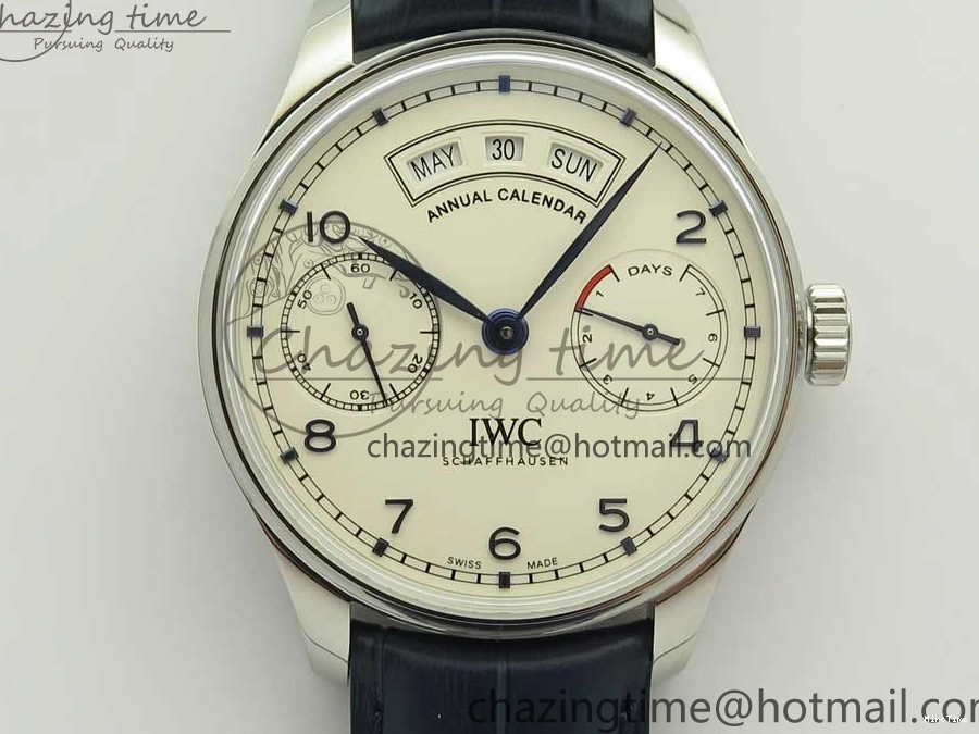 MIROTIME 0212 Affordable Portuguese Real PR Real Annual Calendar IW5035 ZF 1:1 Best Edition White Dial Blue Markers on Blue Leather Strap A 7143